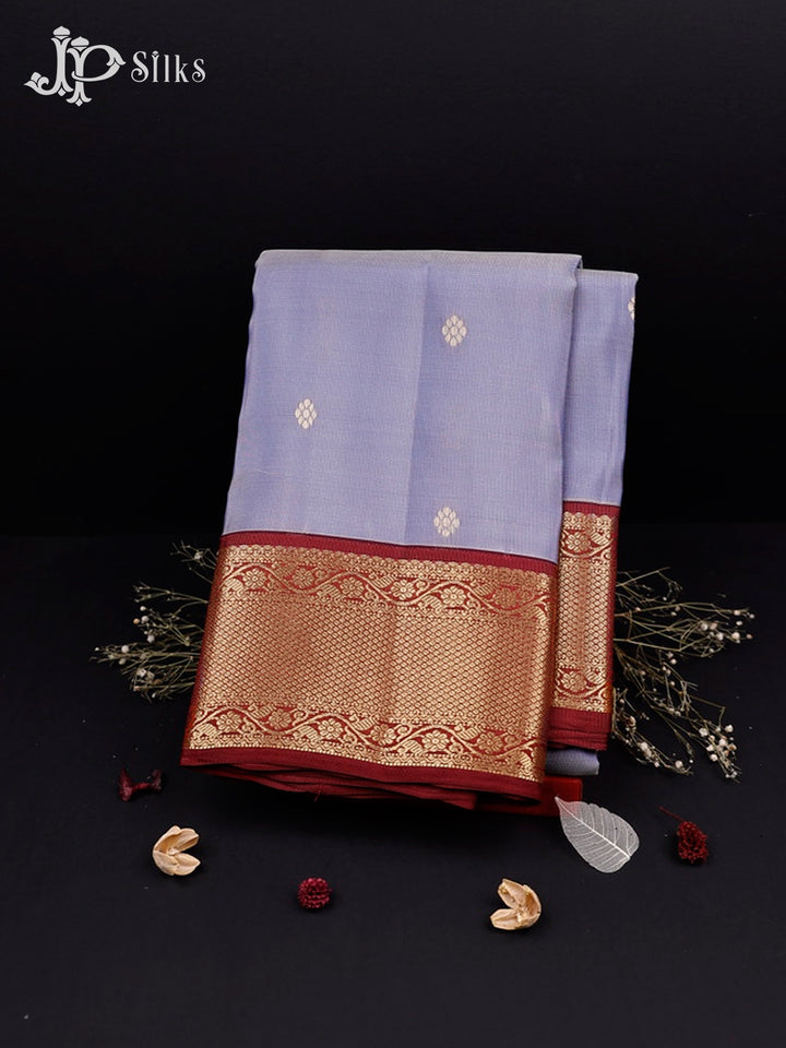 Lavender And Maroon Pure Silk Mixed Saree - G66