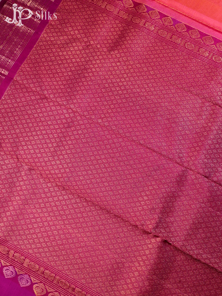 Reddish Pink & Purple Kanchipuram Silk Saree - G365-view6