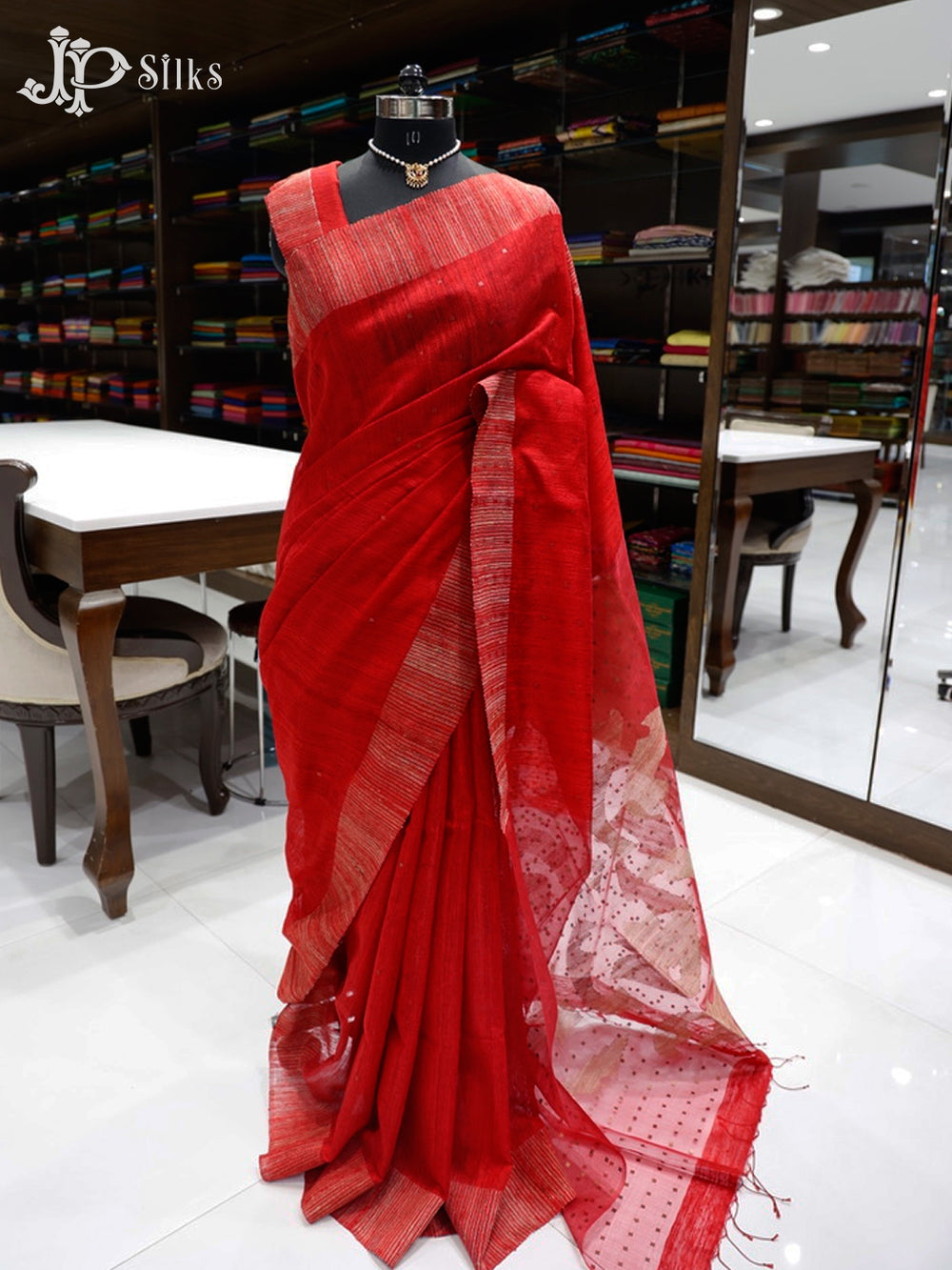 Red Tussur Silk Saree - A6468-view2