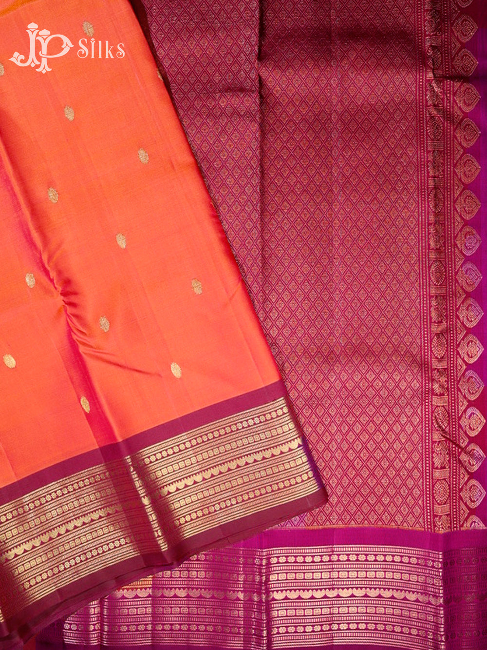 Reddish Pink & Purple Kanchipuram Silk Saree - G365-view2