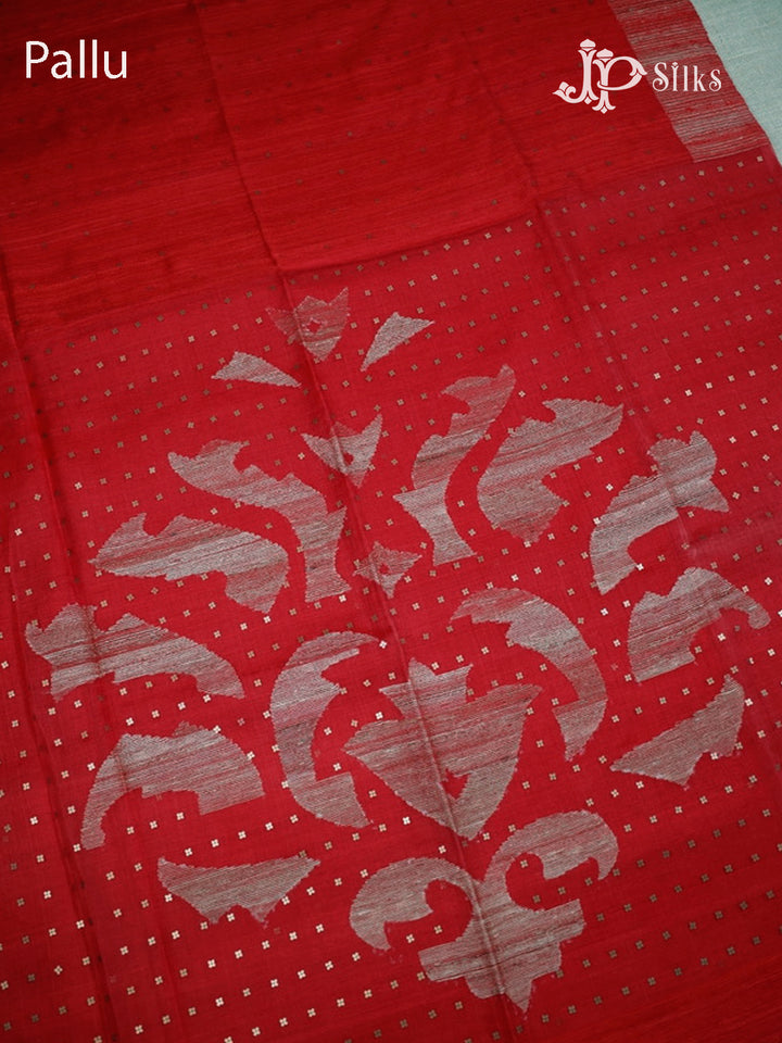 Red Tussur Silk Saree - A6468-view5
