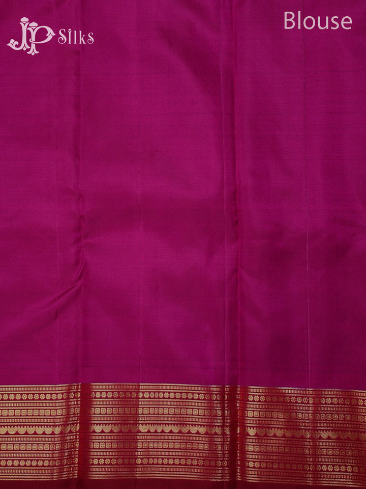 Reddish Pink & Purple Kanchipuram Silk Saree - G365-view7