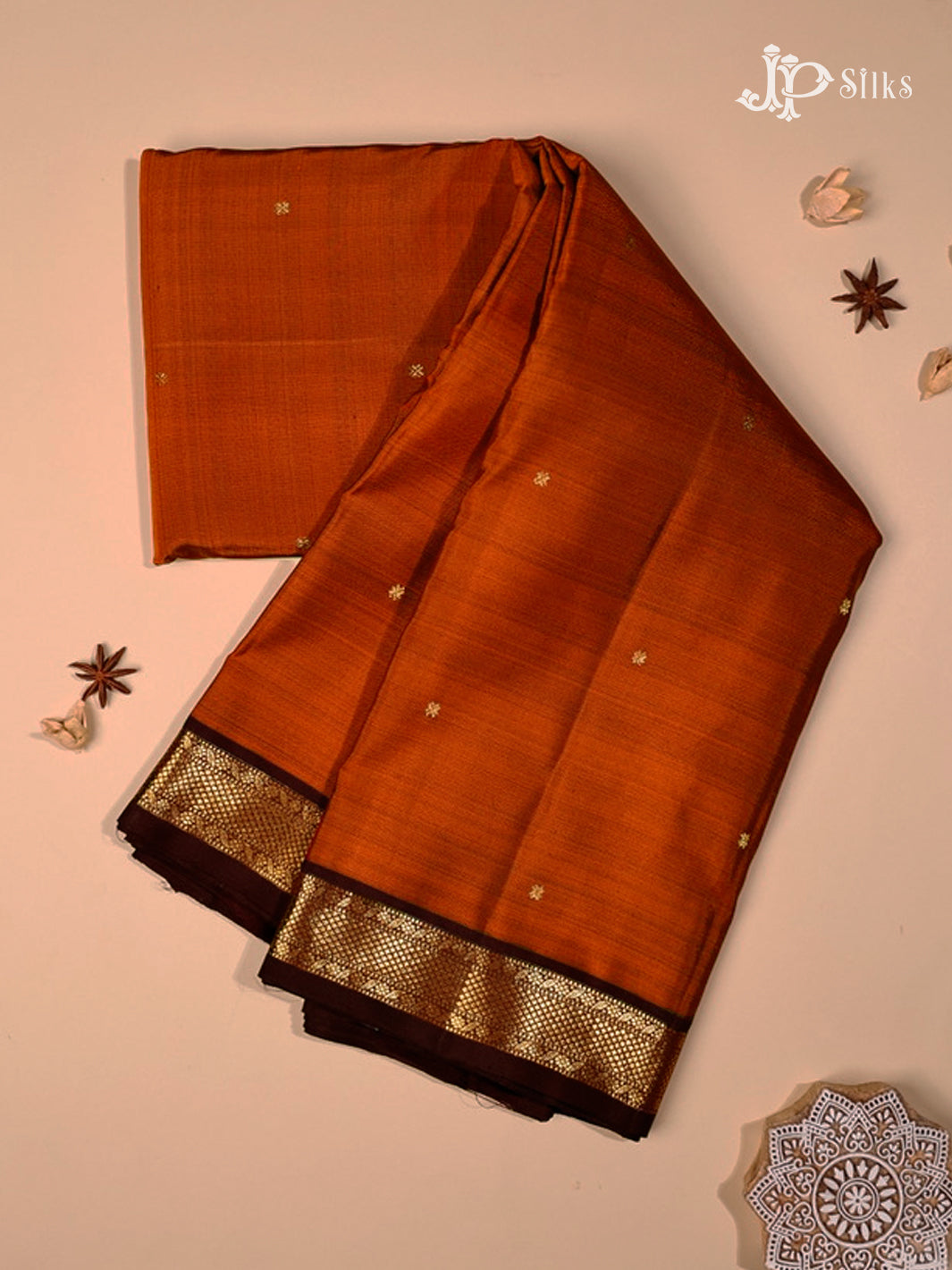 Rust Brown Kanchipuram Silk Saree - G811-view1