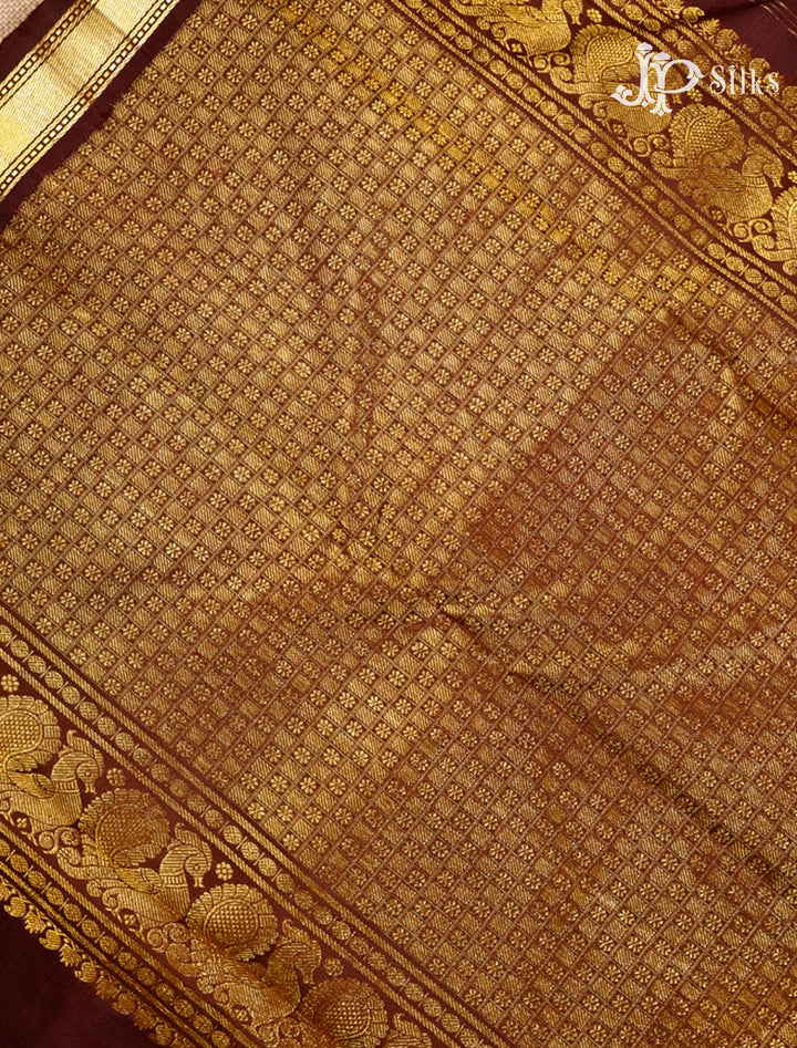 Rust Orange & Brown Kanchipuram Silk Saree - G834-view5