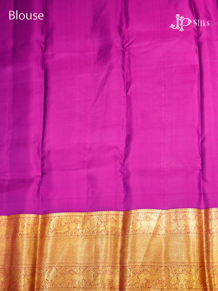 Peacock Blue & Magenta Pure Silk Mix Saree - G817-view-7