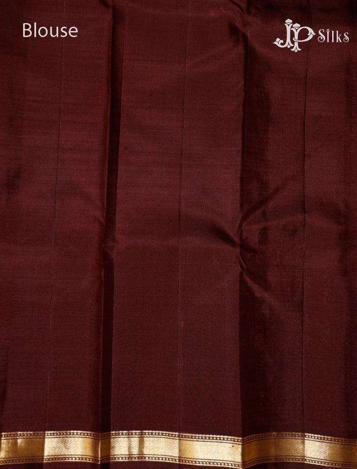 Rust Orange & Brown Kanchipuram Silk Saree - G834-view7