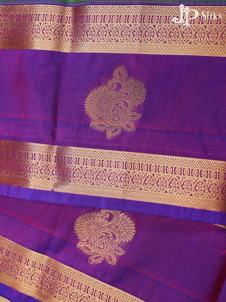 Parrot Green and Purple Art Silk Saree - G314