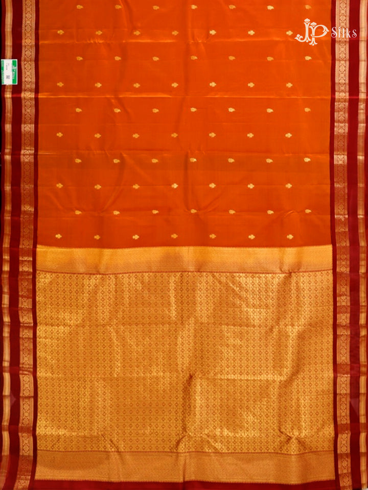 Rust Orange & Maroon Pure Silk Mix Saree - G841-view4