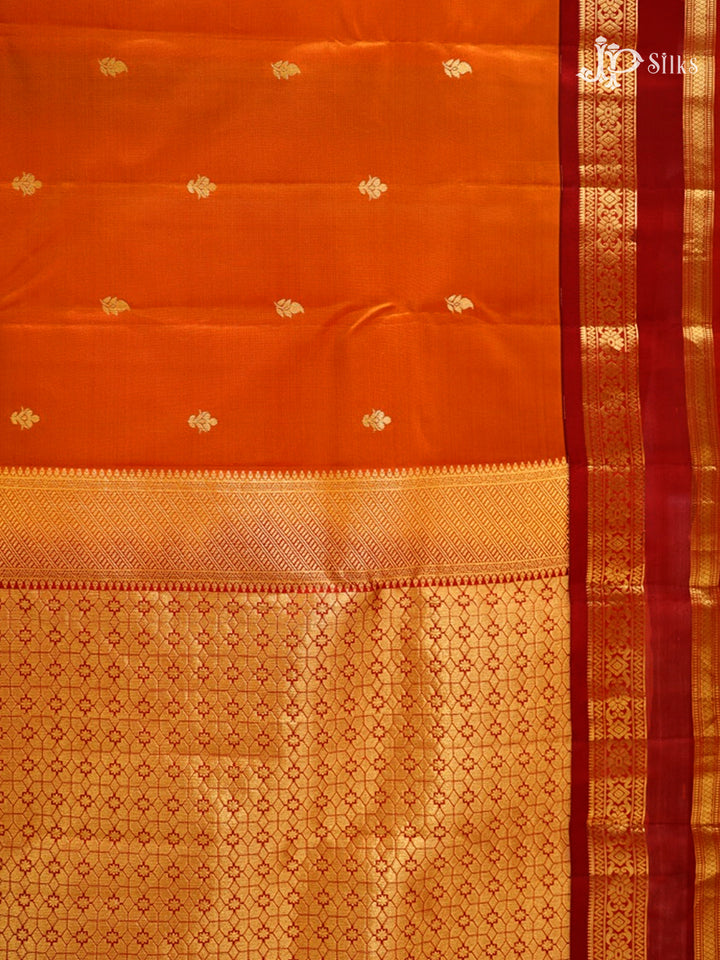 Rust Orange & Maroon Pure Silk Mix Saree - G841-view2