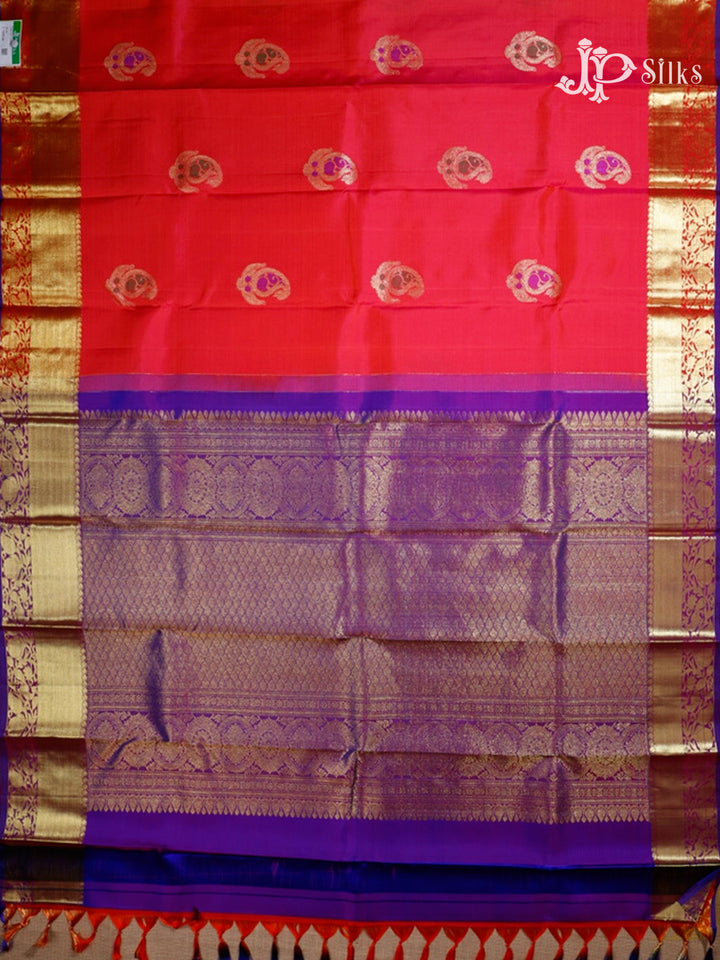 Dual Shade Red & Violet Kanchipuram Silk Saree - A1143-view5