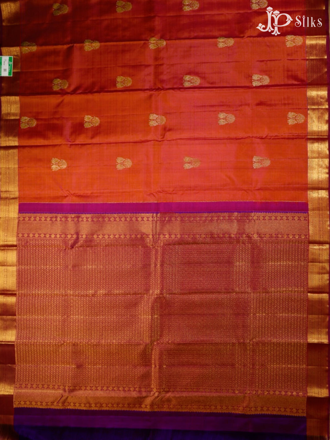 Sunset Orange & Purple Kanchipuram Silk Saree - G830-view6