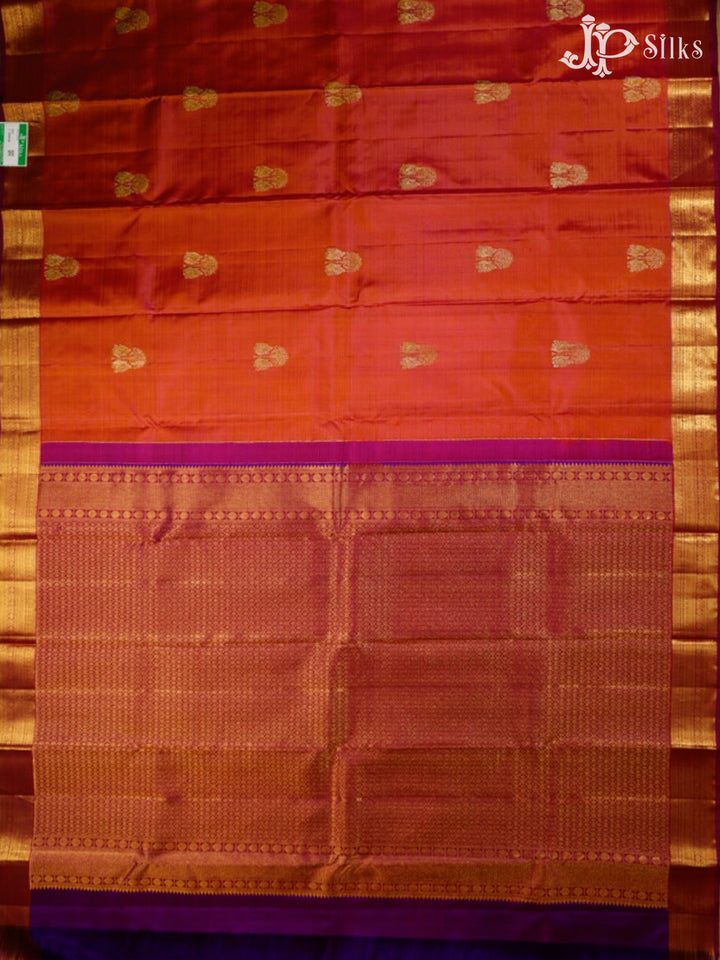 Sunset Orange & Purple Kanchipuram Silk Saree - G830-view6