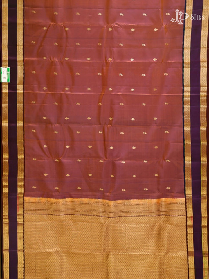 Dual Shade Rust & Dark Purple Pure Silk Mix Saree - G843-view-6