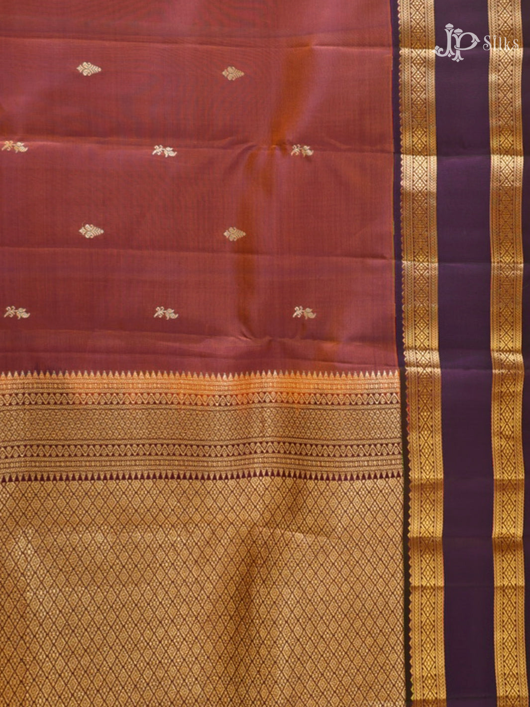 Dual Shade Rust & Dark Purple Pure Silk Mix Saree - G843-view-2