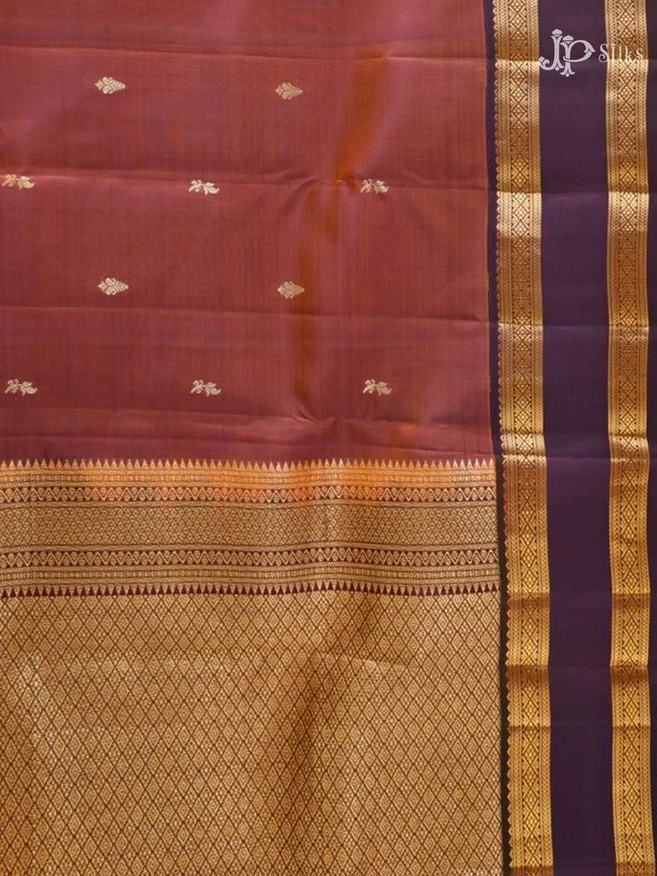 Dual Shade Rust & Dark Purple Pure Silk Mix Saree - G843-view-2