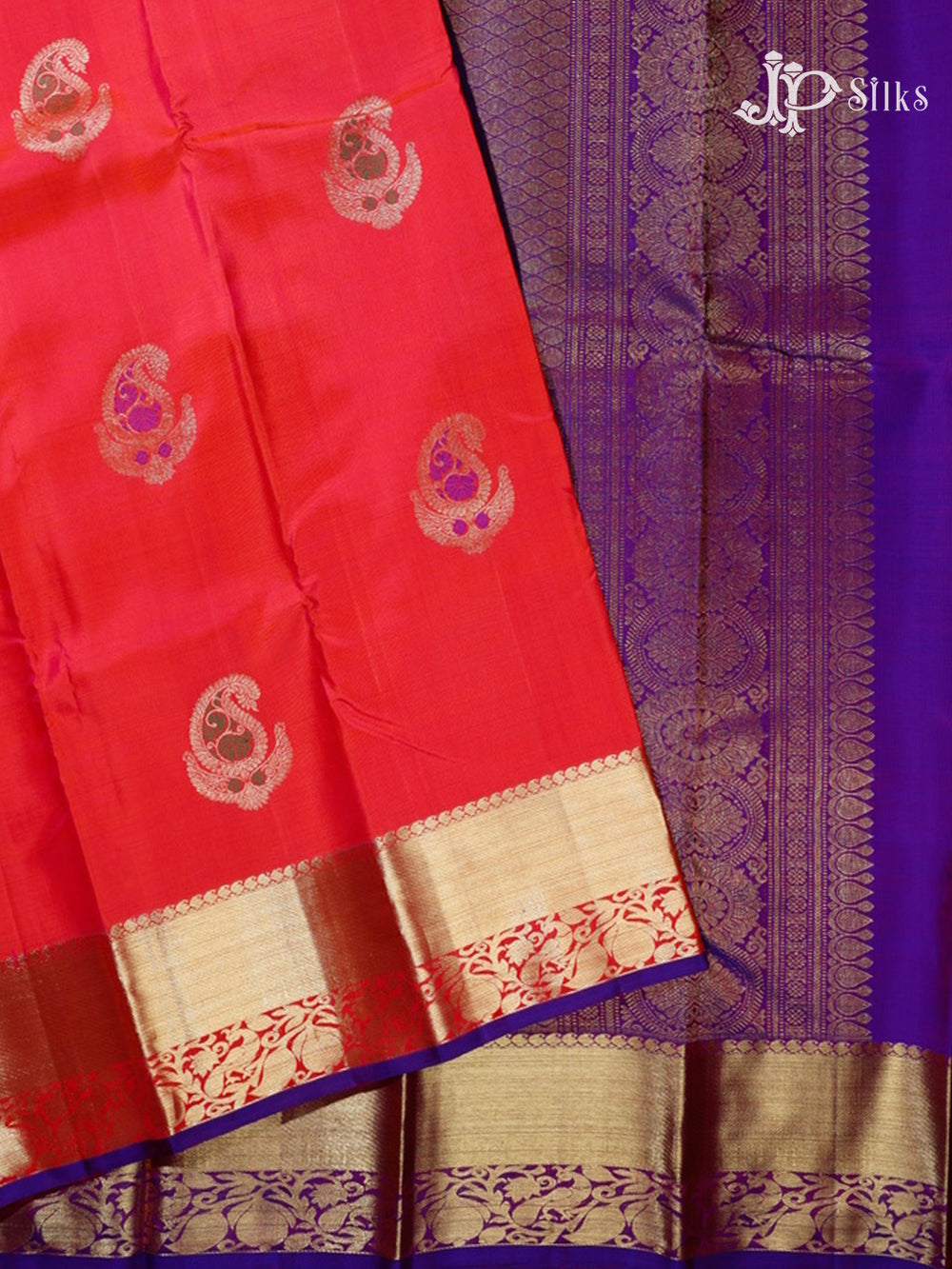 Dual Shade Red & Violet Kanchipuram Silk Saree - A1143-view2
