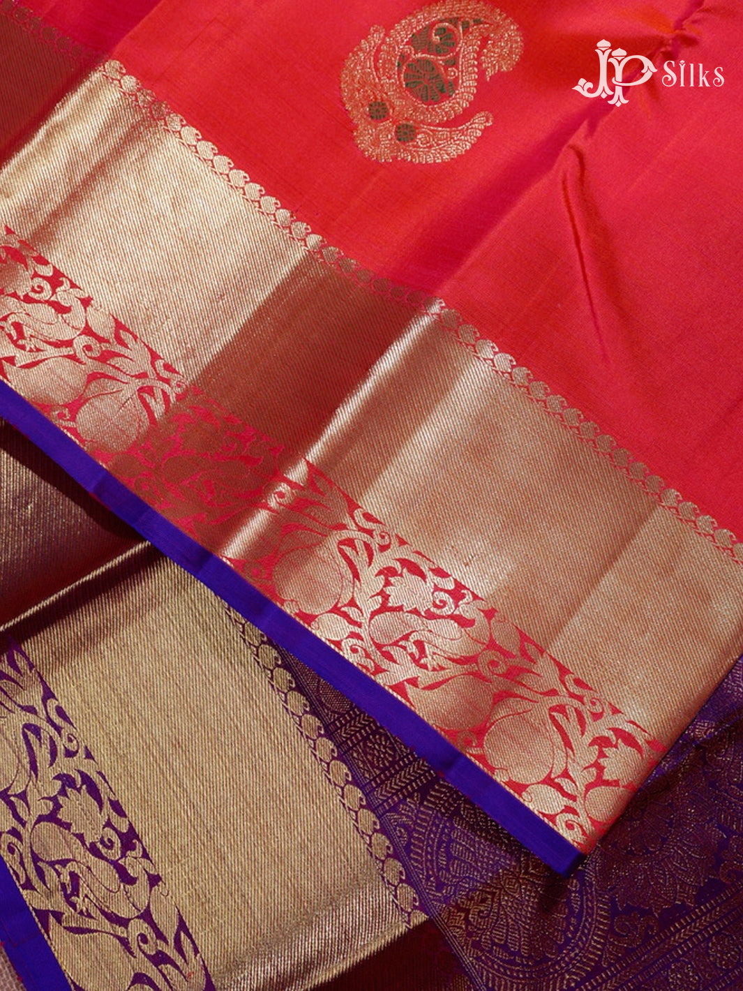 Dual Shade Red & Violet Kanchipuram Silk Saree - A1143-view4