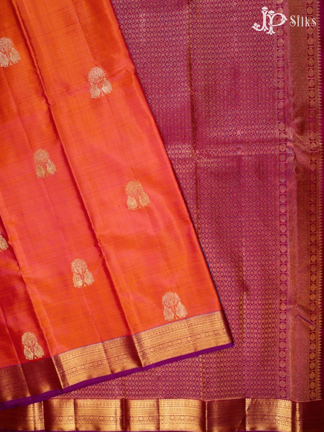 Sunset Orange & Purple Kanchipuram Silk Saree - G830-view4