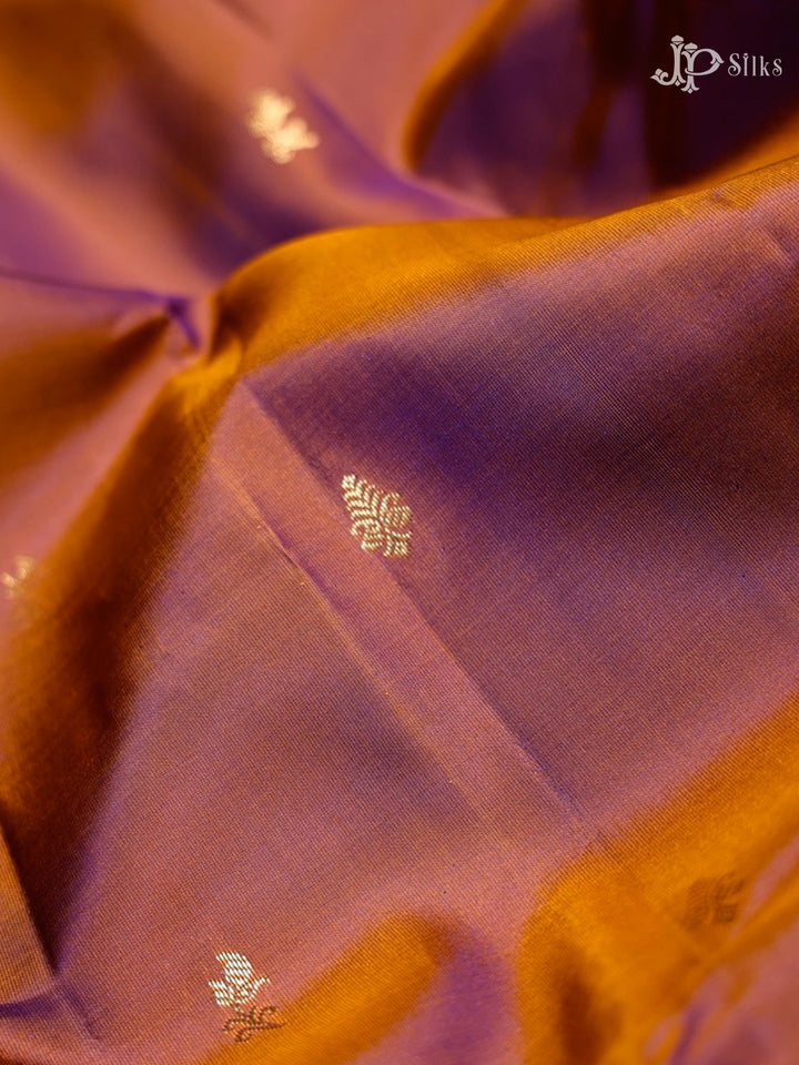 Dual Shade Rust & Dark Purple Pure Silk Mix Saree - G843-view-3