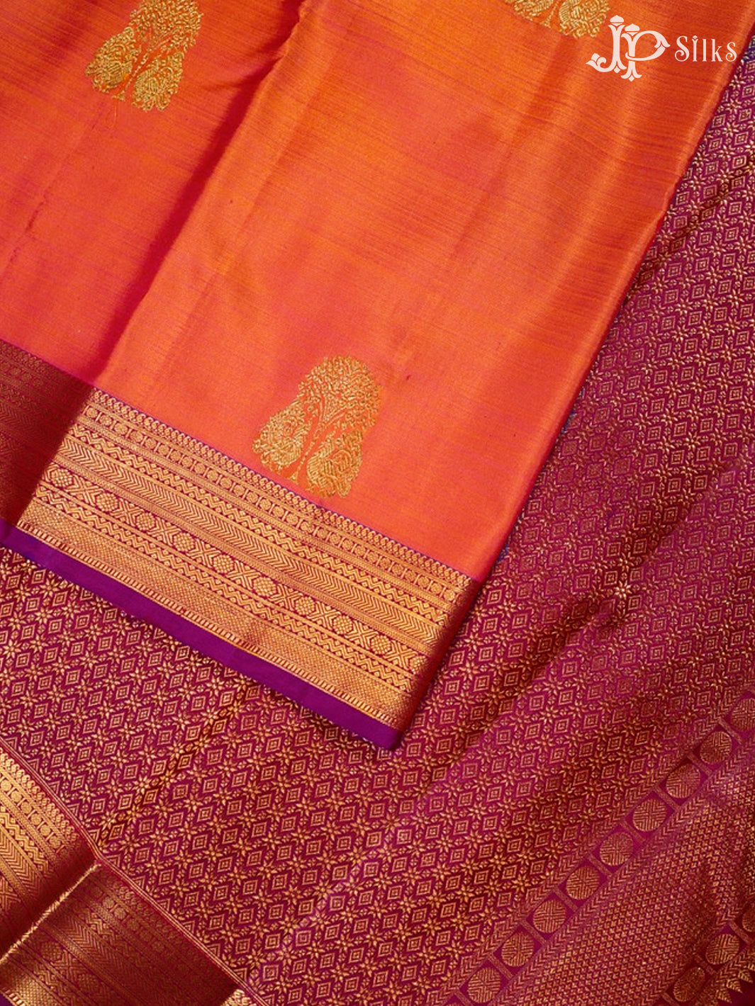 Sunset Orange & Purple Kanchipuram Silk Saree - G830-view2