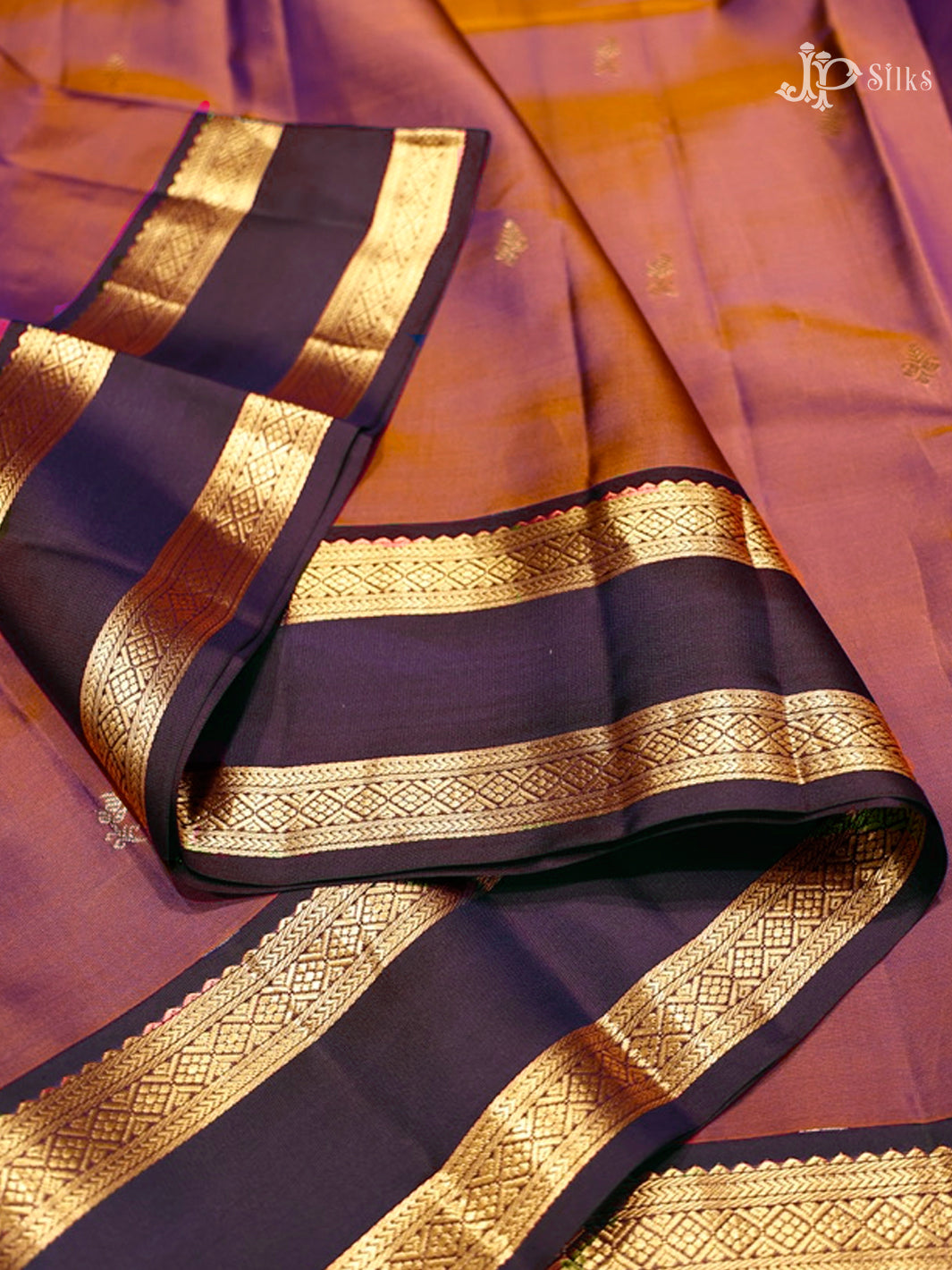 Dual Shade Rust & Dark Purple Pure Silk Mix Saree - G843-view-5