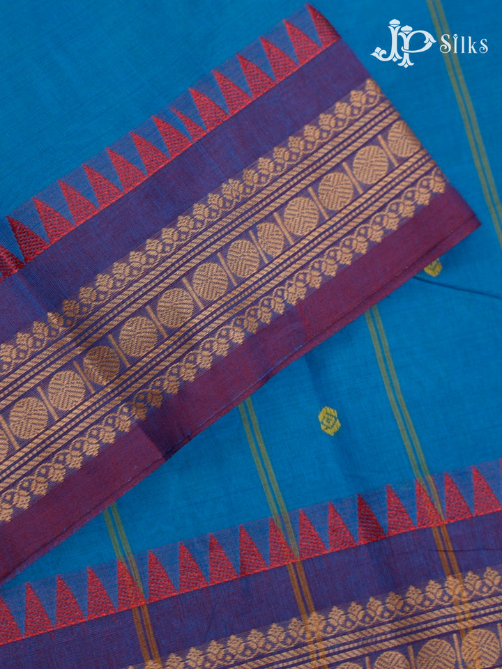 Blue & Light Purple Theni Cotton Saree - G748