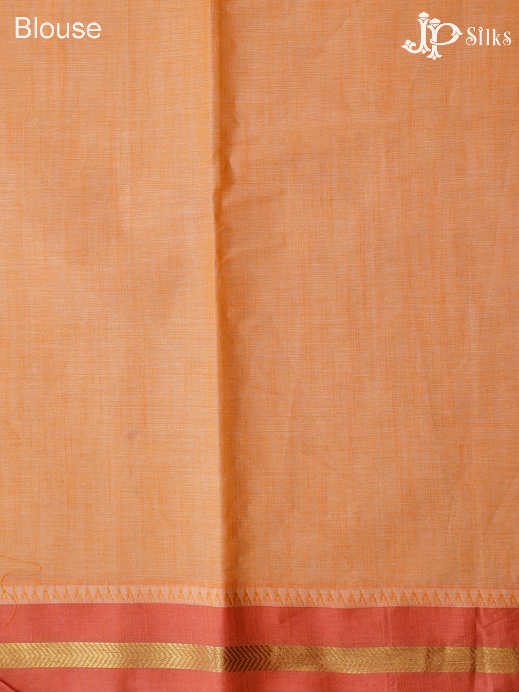 White And Peach Cotton Saree - F2775