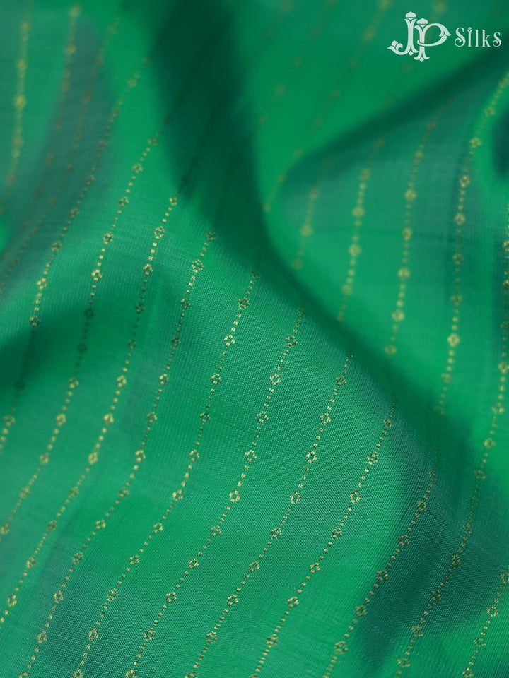 Green and Sky Blue Kanchipuram Silk Saree - F435 - View 6