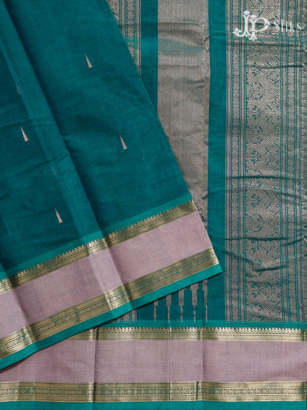 dark teal blue Kanchi Cotton Saree H28