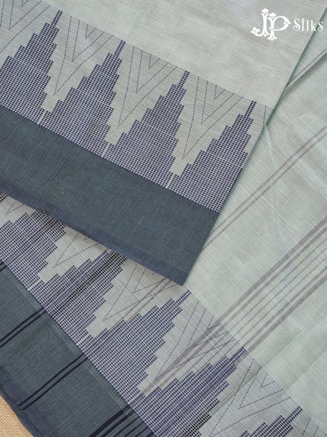 Light Blue Grey Chettinad Cotton Saree - F2721