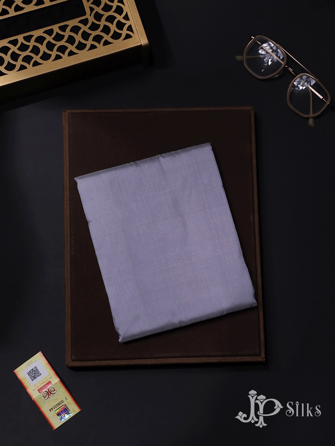 Purplish Grey Pure Silk Men's Shirt Material - D7955