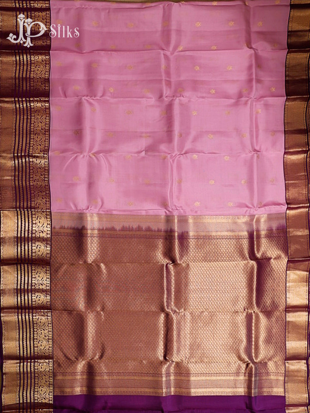 Baby pink Pure & Dark Purple Silk Mix Saree -h20