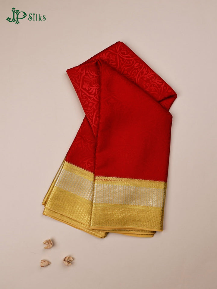 Red And Beige Gold Mysore Silk Saree - D4759