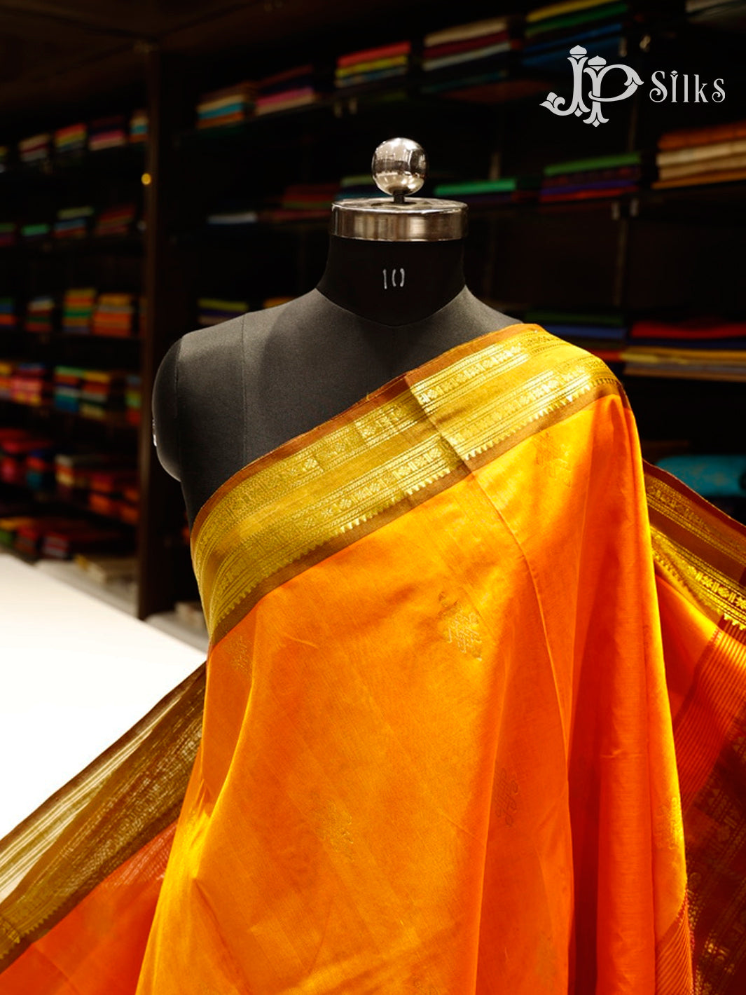 Sunset Yellow & Maroon Silk Cotton Saree - E1589-view1