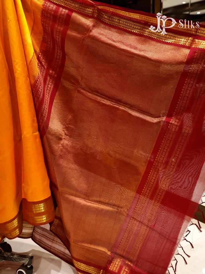 Sunset Yellow & Maroon Silk Cotton Saree - E1589-view3