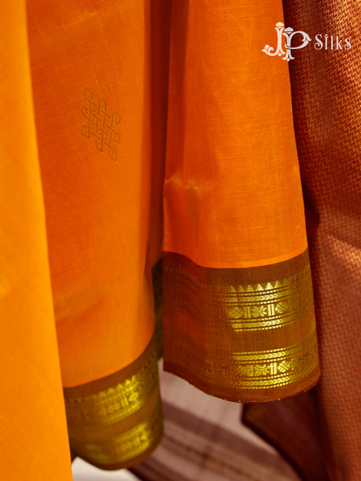 Sunset Yellow & Maroon Silk Cotton Saree - E1589-view4
