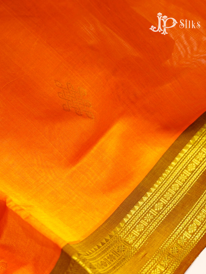 Sunset Yellow & Maroon Silk Cotton Saree - E1589-view5