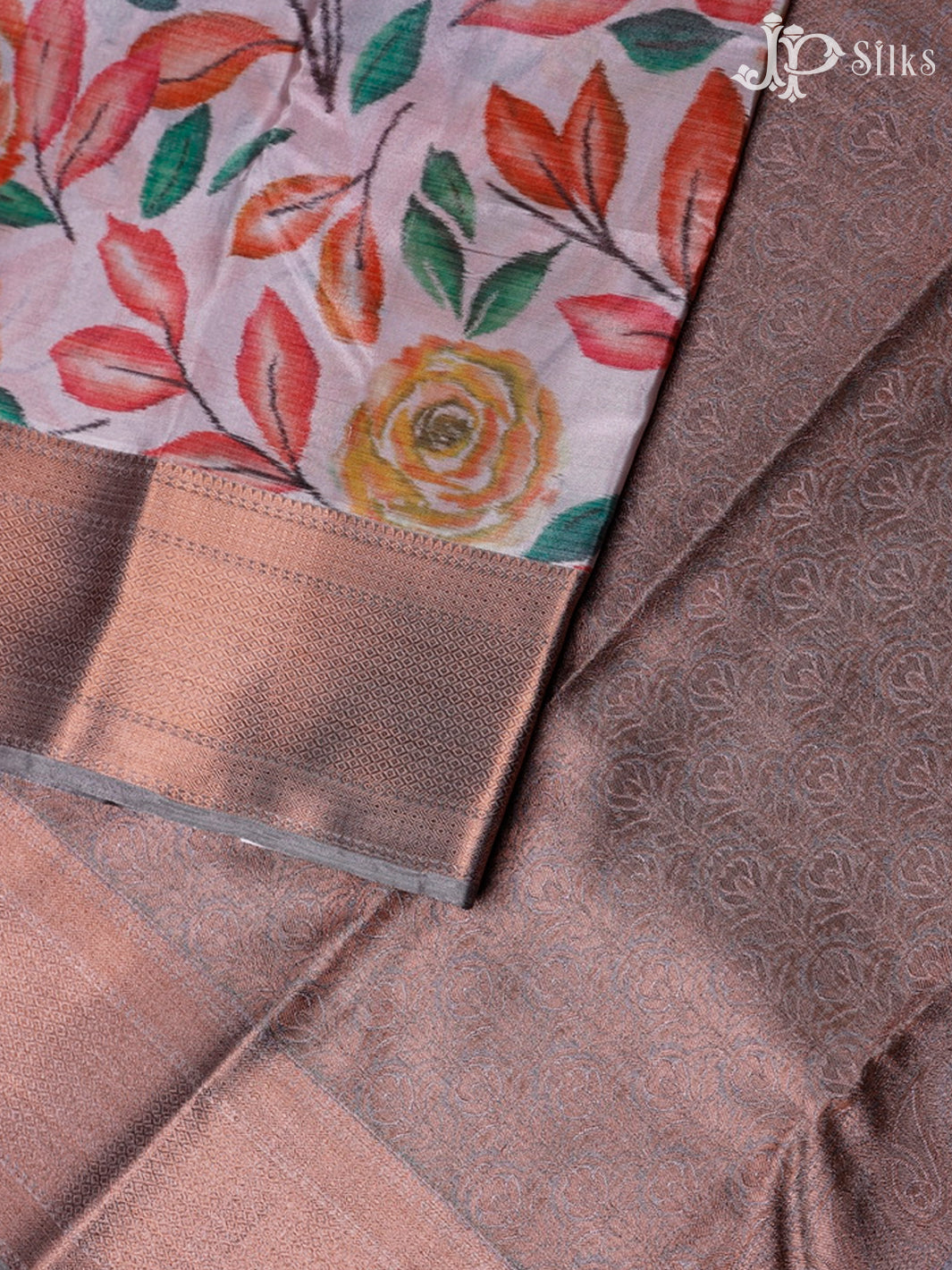 Light Baby Pink And Grey Art Silk Saree - F2918