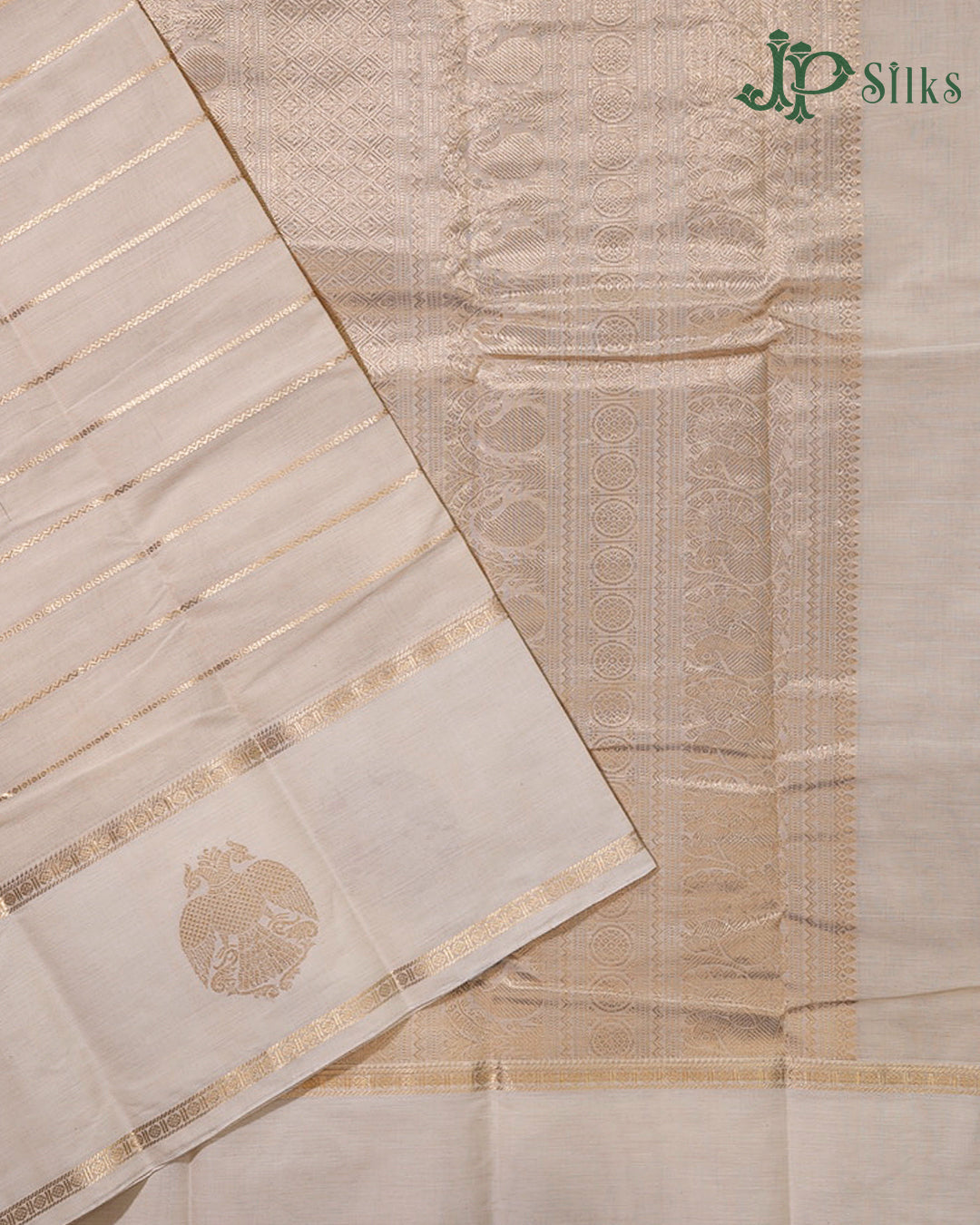 Half White Kanchi Cotton Saree H31