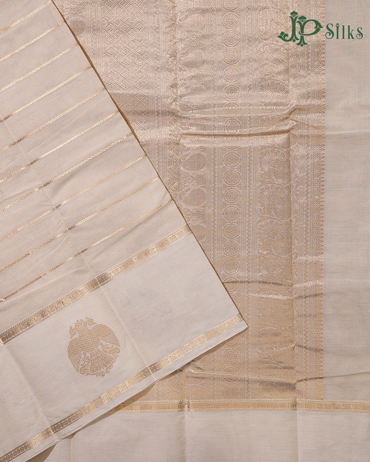 Half White Kanchi Cotton Saree H31