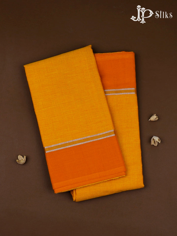 Sunset Yellow, Lemon Yellow And Orange Cotton Saree - D1083