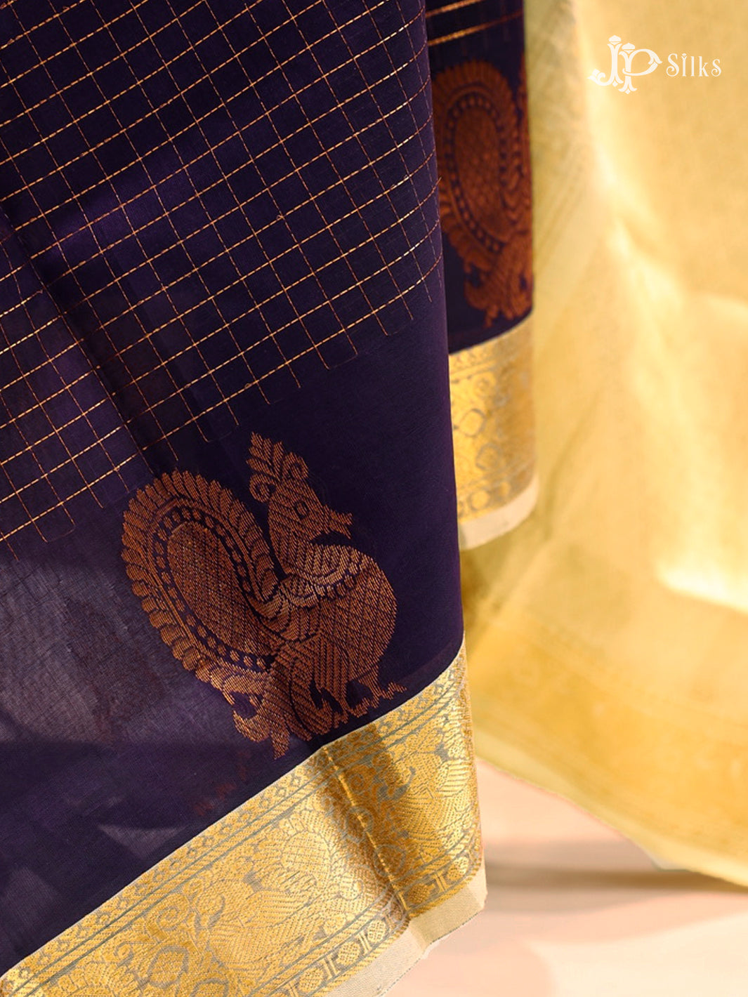 Deep Violet Blue Silk Cotton Saree - G546-view3