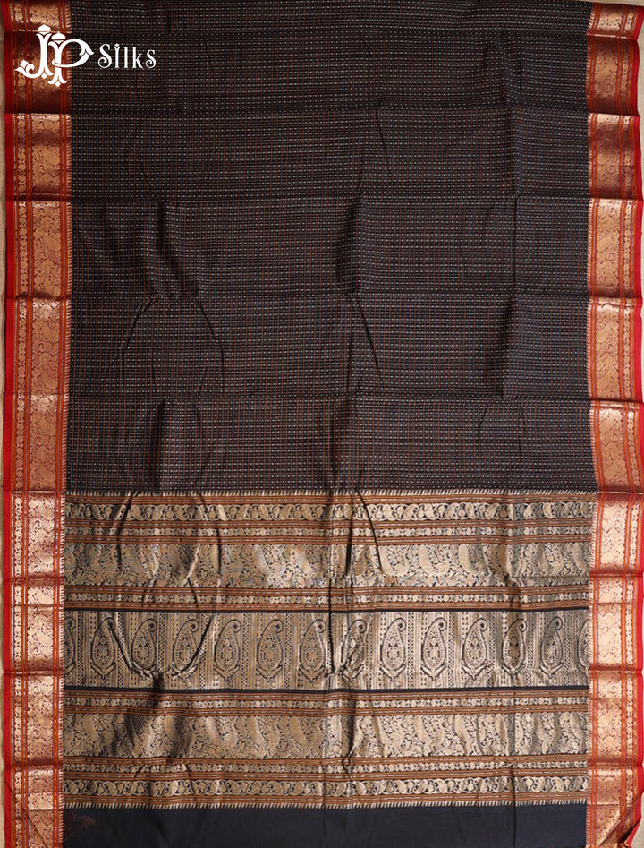Black and Red Kanchi Cotton Saree H30
