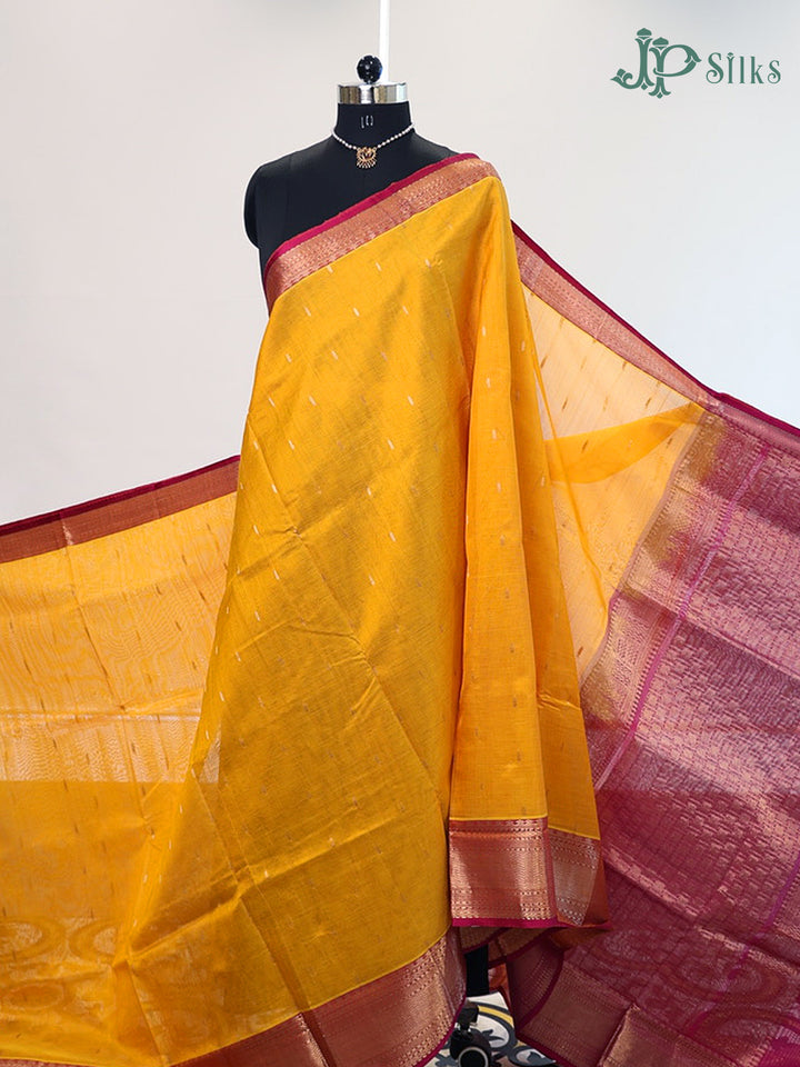 Yellow and Pink Silk Cotton Saree - F2662