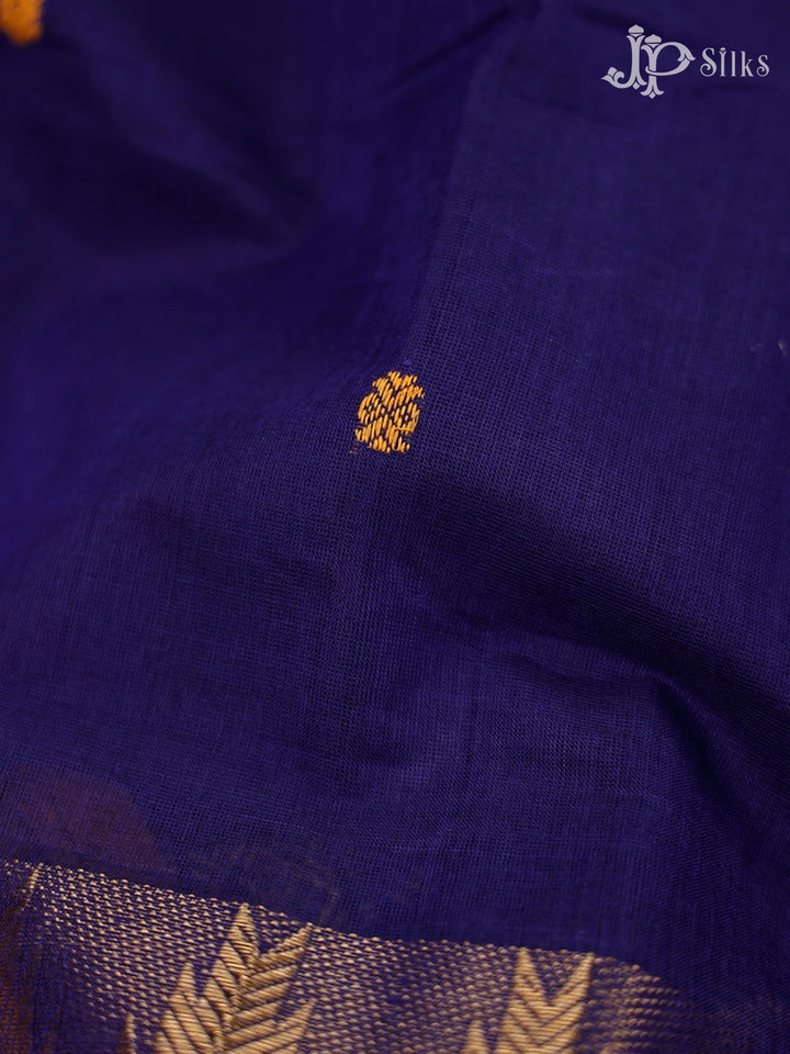 Blue And Mustard Theni Cotton Saree - G88