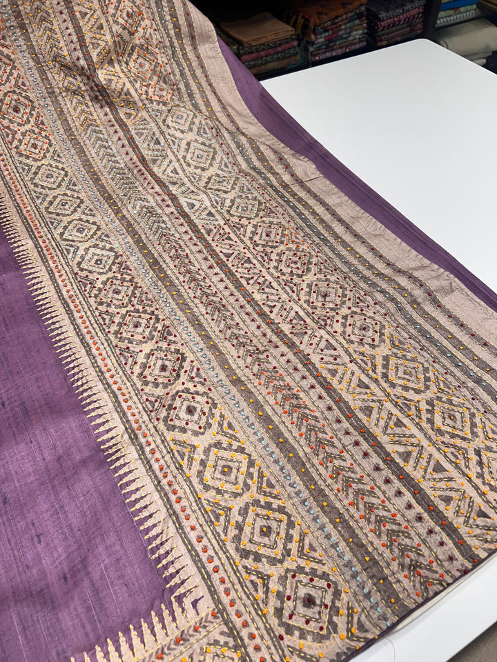 Deep Purple Semi Tussar Saree - G28