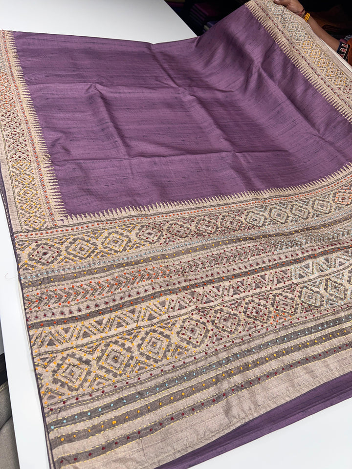 Deep Purple Semi Tussar Saree - G28