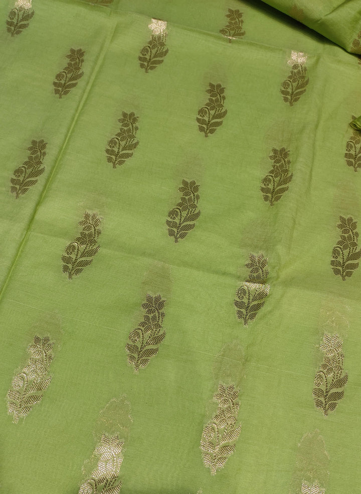 Green Semi Banarasi Salwar Suit Material - D8554