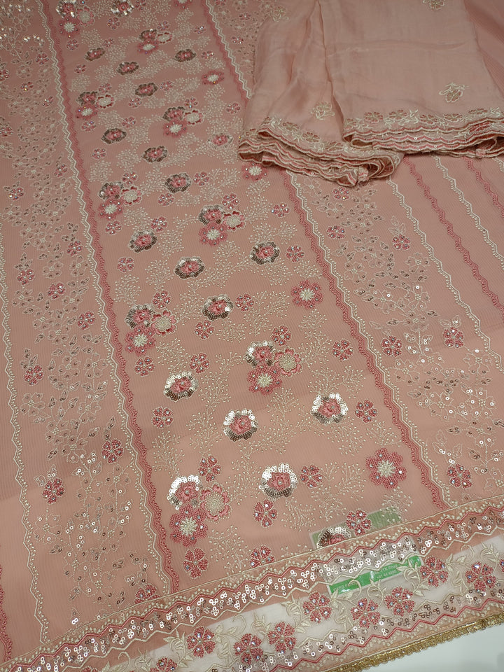 Pastel Pink Georgette Salwar Suit Material - E3530