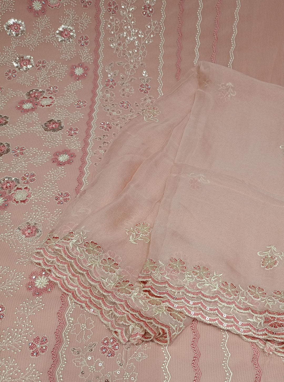 Pastel Pink Georgette Salwar Suit Material - E3530